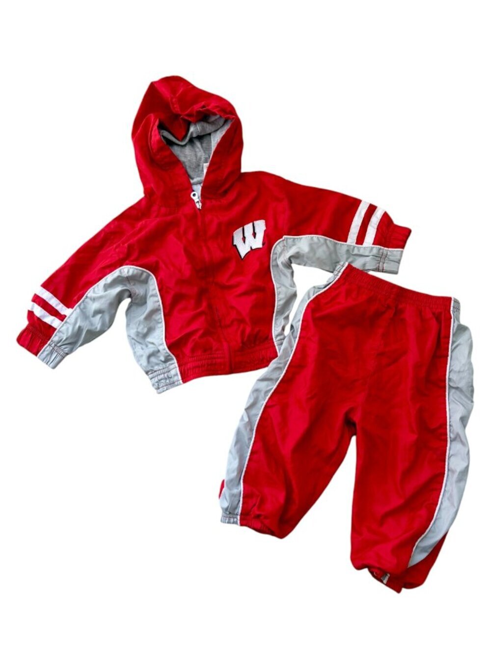 VTG Wisconsin Badgers Toddler Infant tracksuit Windbreaker Jacket Set 24 months